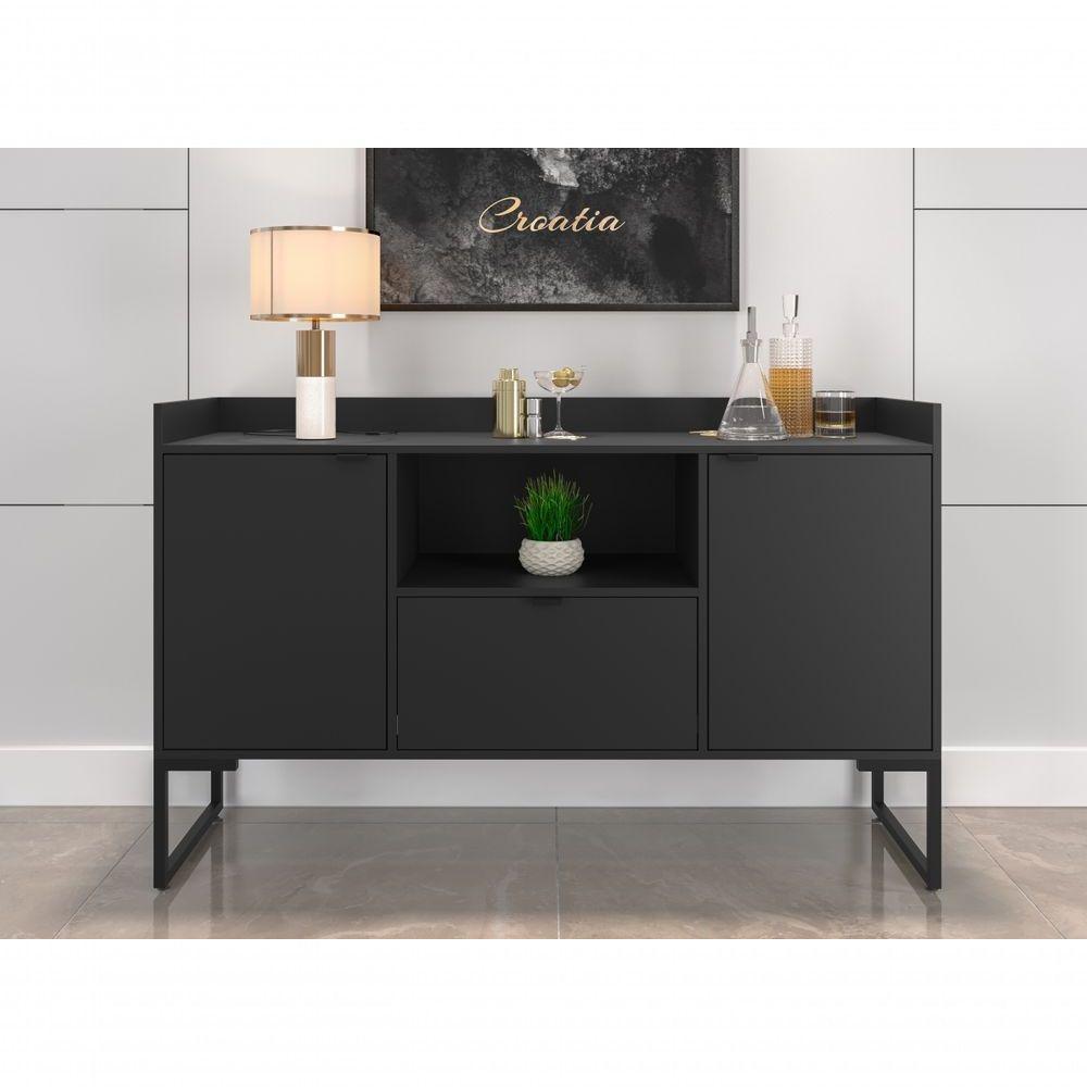 Conjunto Armário E Mesa Cassia Preto - 2