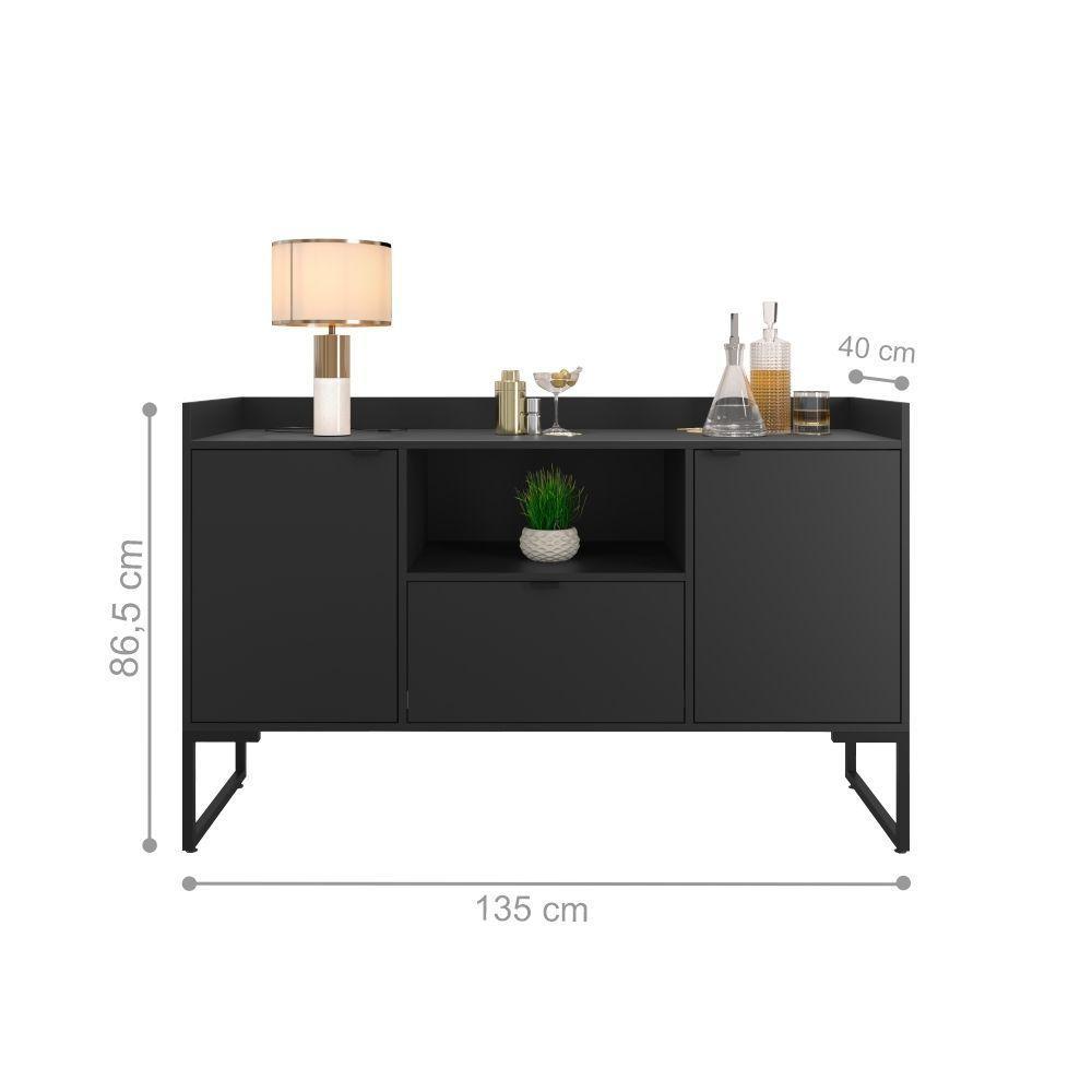 Conjunto Armário E Mesa Cassia Preto - 3