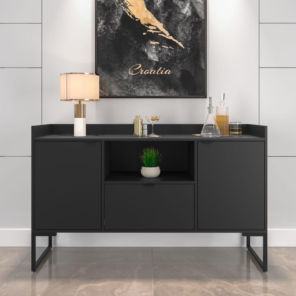 Conjunto Armário E Mesa Cassia Preto - 6