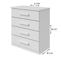 Cômoda De Madeira 4 Gavetas Branco Baião Lopas Branco - 2