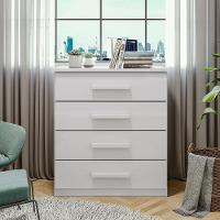 Cômoda De Madeira 4 Gavetas Branco Baião Lopas Branco - 4