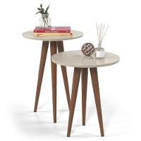 Conjunto 2 Mesas Apoio E Lateral Slim Patrimar Off White - 1