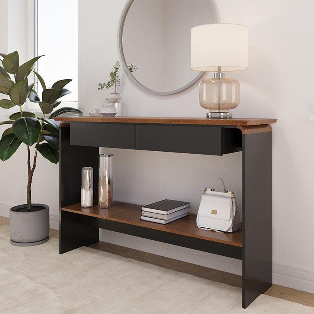 Aparador Buffet Charles Com 2 Gavetas 136 Cm Preto Fosco/naturale Preto Fosco/naturale - 4