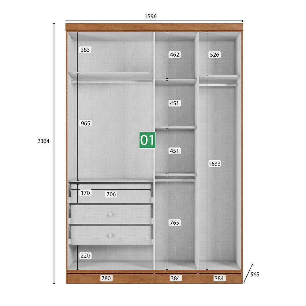 Guarda-roupa Em Mdf Com 9 Portas E 6 Gavetas Cumaru - 6