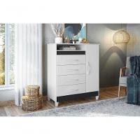 Cômoda Reyna Branco/Titanium Azul Rosa 4 Gavetas - 2