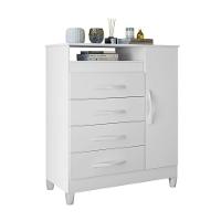 Cômoda Reyna Branco/Titanium Azul Rosa 4 Gavetas - 5