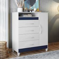 Cômoda Reyna Branco/Titanium Azul Rosa 4 Gavetas - 10