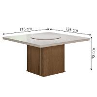 Conjunto De Mesa Sala De Jantar Com Tampo Giratório Amesterdã 1,36m 8 Cadeiras Grécia Cedro / Off White / Bege - 6