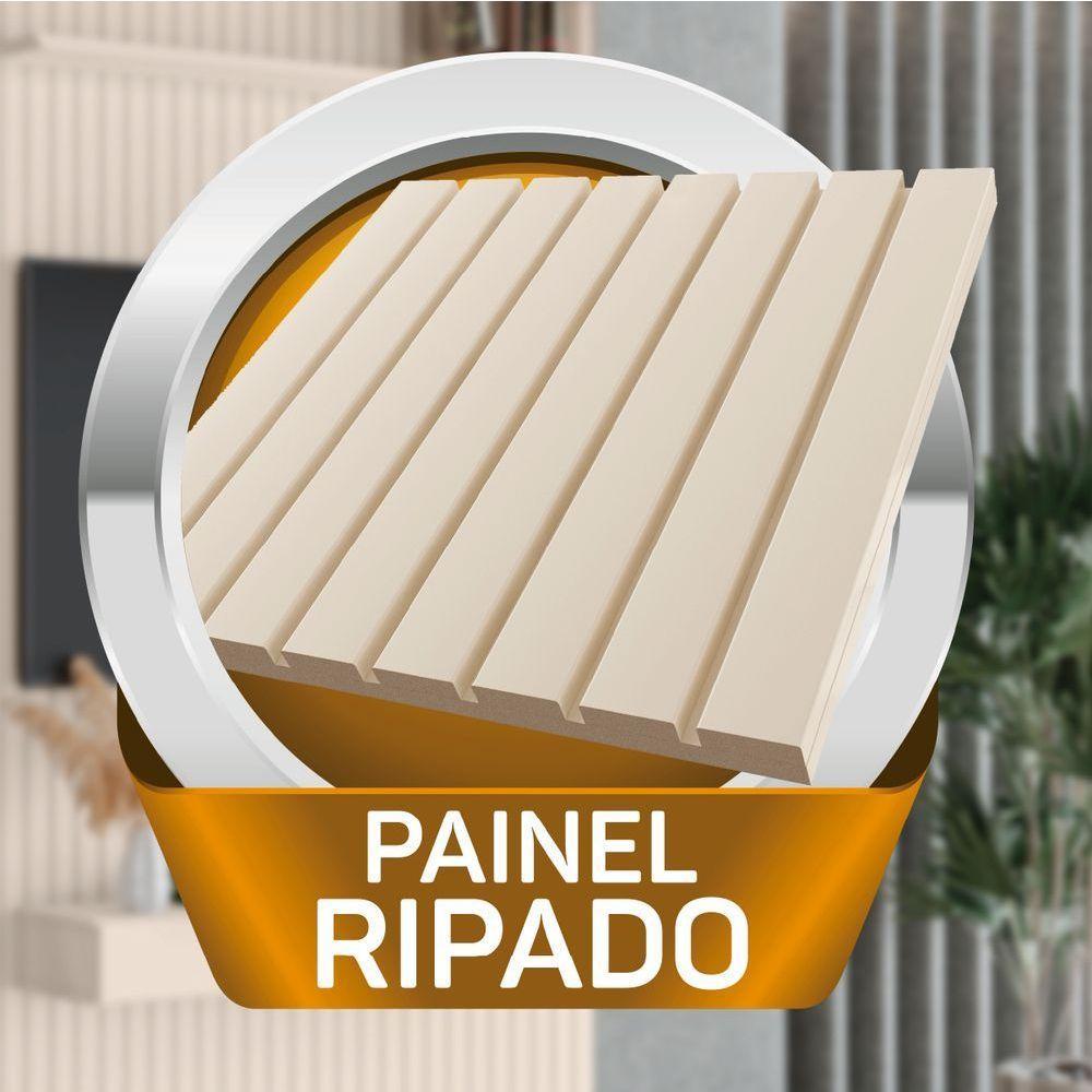 Painel Para Tv Até 55 Polegadas Ripado Com Prateleira Arbo 1,35x2,40m Off White Edn Off White - 2