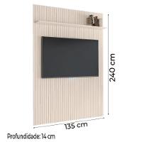 Painel Para Tv Até 55 Polegadas Ripado Com Prateleira Arbo 1,35x2,40m Off White Edn Off White - 6