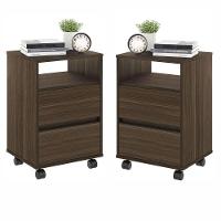 Conjunto Mesa De Cabeceira Com Rodízios Nadi Marrom - 1