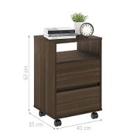 Conjunto Mesa De Cabeceira Com Rodízios Nadi Marrom - 2