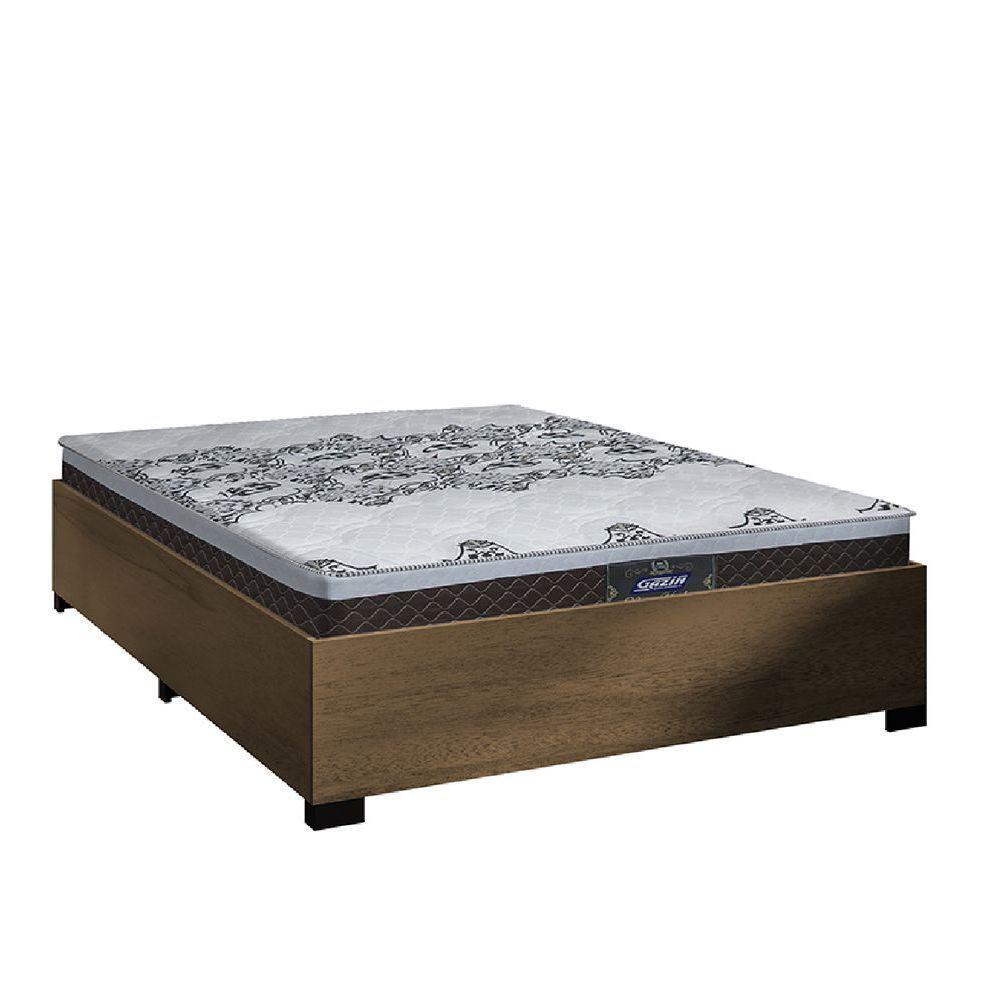 Cama Box Casal Desmontável Colchão Molas Ensacadas Com Euro In New York 138x188x57cm Marrom / Branco / Cedro Gazin – Suporta Até 120kg Por Pessoa - 1