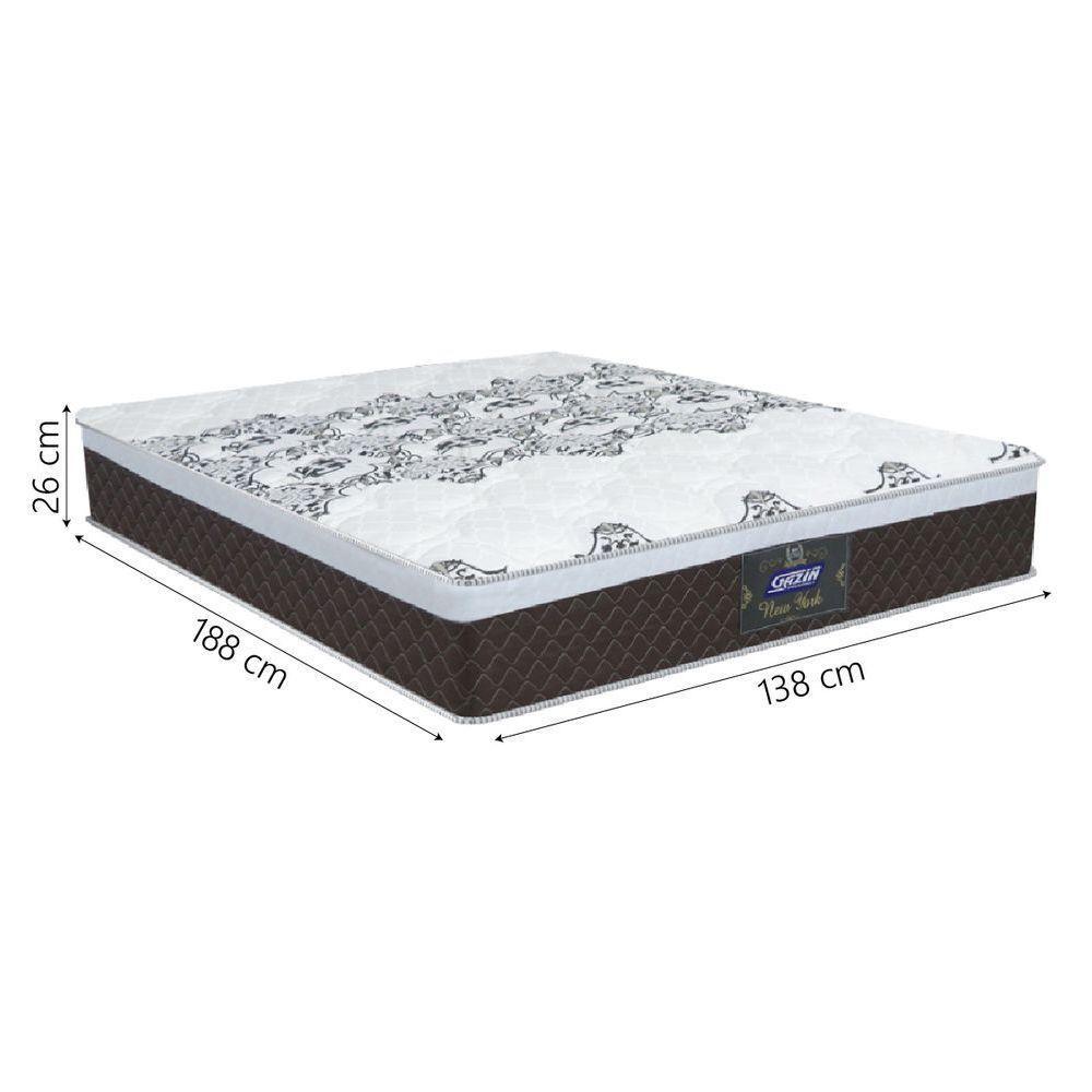 Cama Box Casal Desmontável Colchão Molas Ensacadas Com Euro In New York 138x188x57cm Marrom / Branco / Cedro Gazin – Suporta Até 120kg Por Pessoa - 3