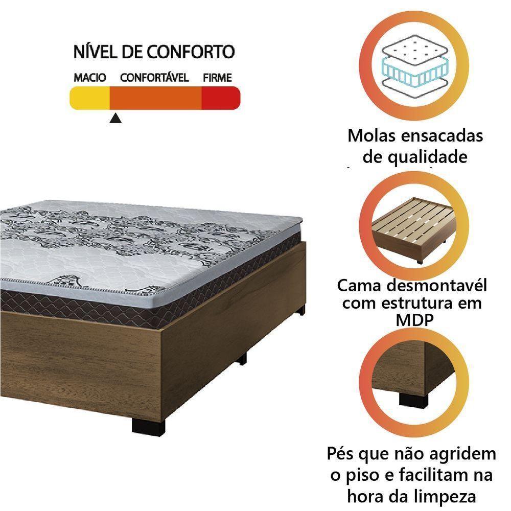 Cama Box Casal Desmontável Colchão Molas Ensacadas Com Euro In New York 138x188x57cm Marrom / Branco / Cedro Gazin – Suporta Até 120kg Por Pessoa - 5