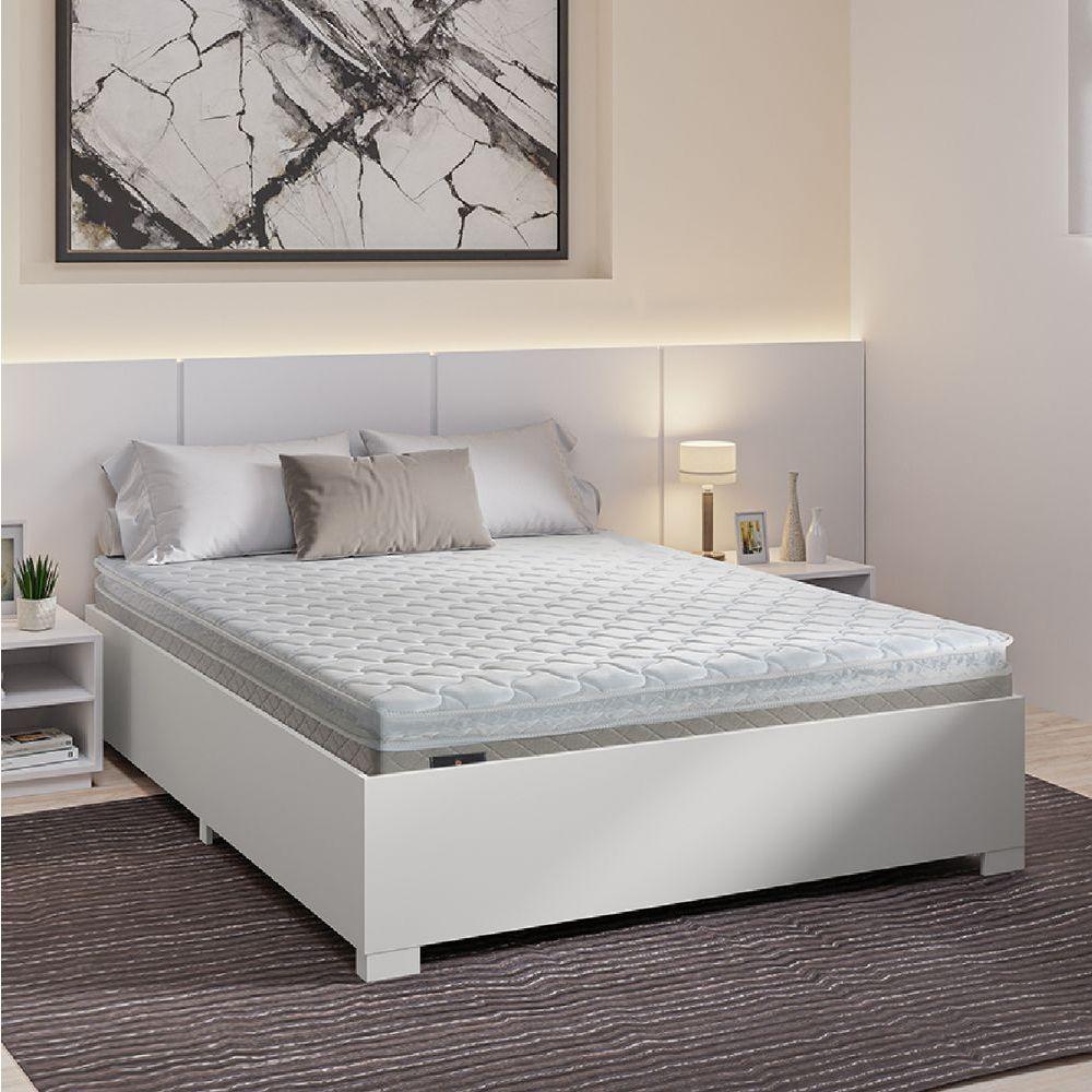 Cama Box Casal Desmontável Com Colchão De Espuma D33 Millenium Pillow Top 138x188x50cm Bege / Branco - 1