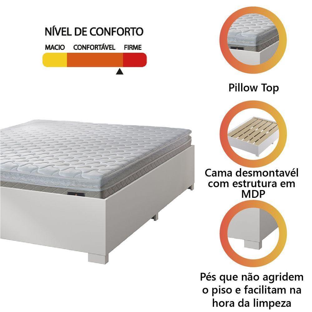 Cama Box Casal Desmontável Com Colchão De Espuma D33 Millenium Pillow Top 138x188x50cm Bege / Branco - 6