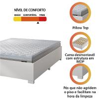 Cama Box Casal Desmontável Com Colchão De Espuma D33 Millenium Pillow Top 138x188x50cm Bege / Branco - 6
