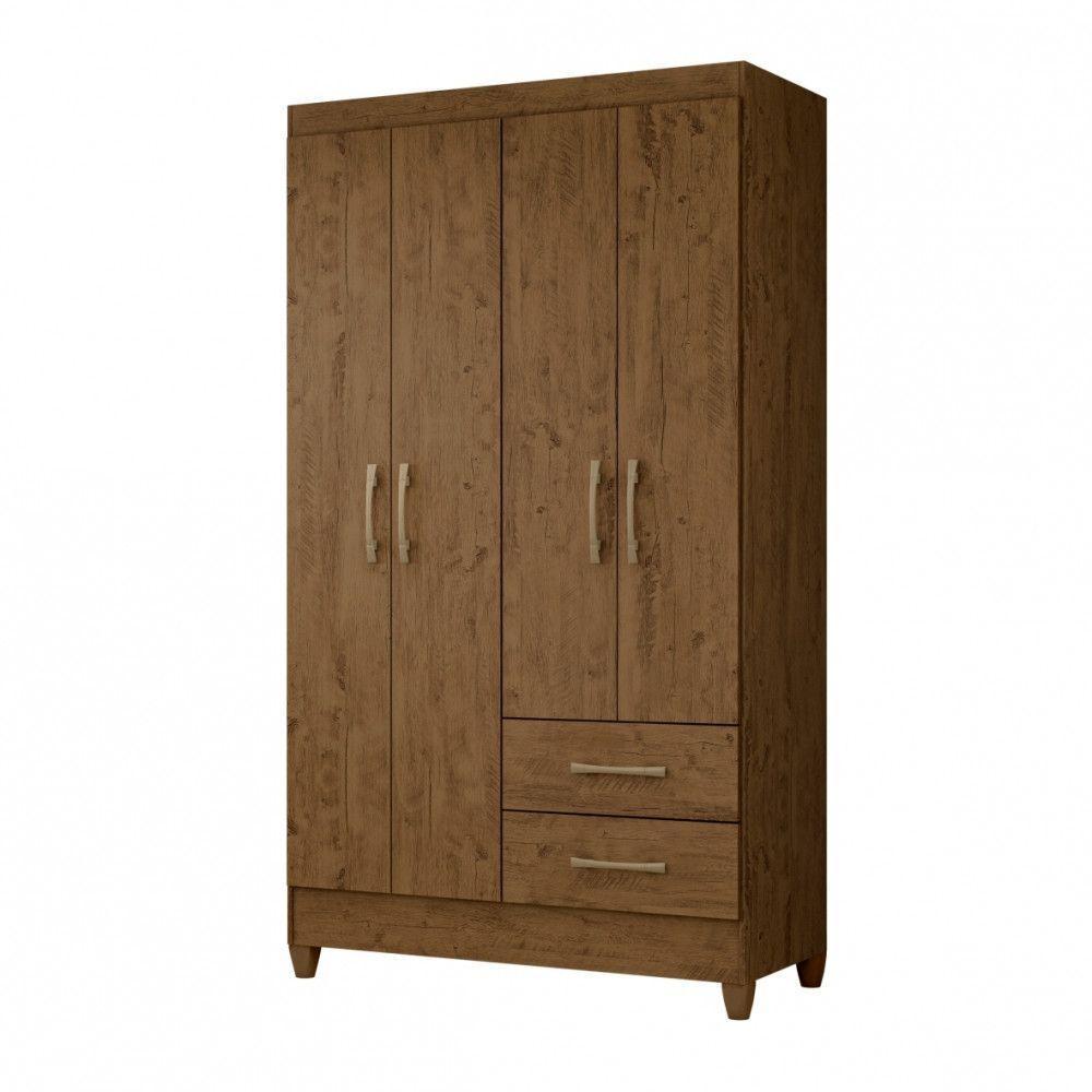 Guarda Roupa Solteiro 4 Portas E 2 Gavetas Chile Castanho - 1