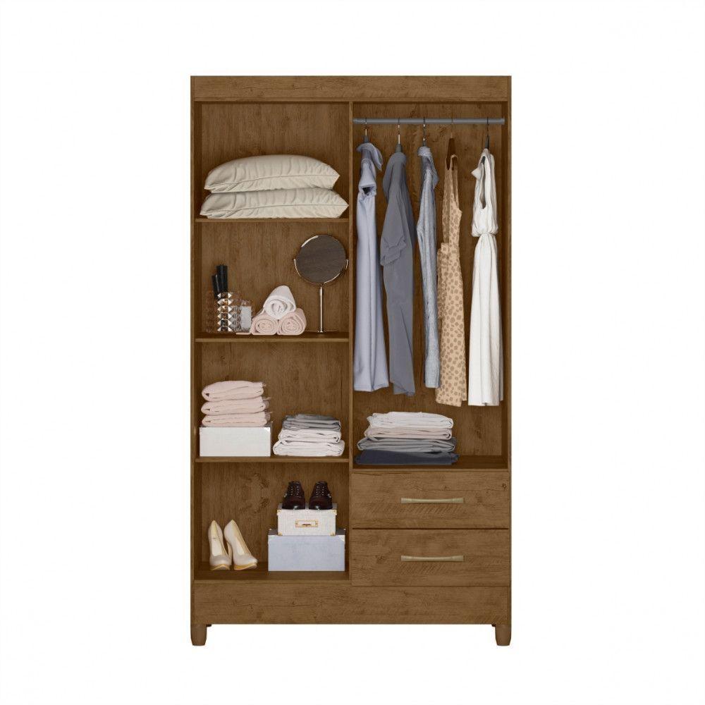 Guarda Roupa Solteiro 4 Portas E 2 Gavetas Chile Castanho - 3