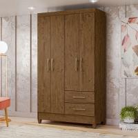 Guarda Roupa Solteiro 4 Portas E 2 Gavetas Chile Castanho - 2