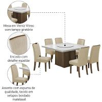 Conjunto De Mesa Sala De Jantar Com Tampo Giratório Amesterdã 1,36m 6 Cadeiras Grécia Cedro/Off White/Bege - 3