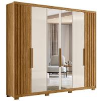 Guarda Roupa Casal 6 Portas Com Espelho 4 Gavetas Araguaia - Freijó / Off White Freijó / Off White - 6