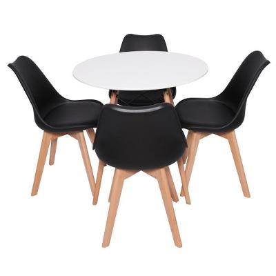 Conjunto Mesa Redonda Branca 70Cm c/4 Cadeiras Preta