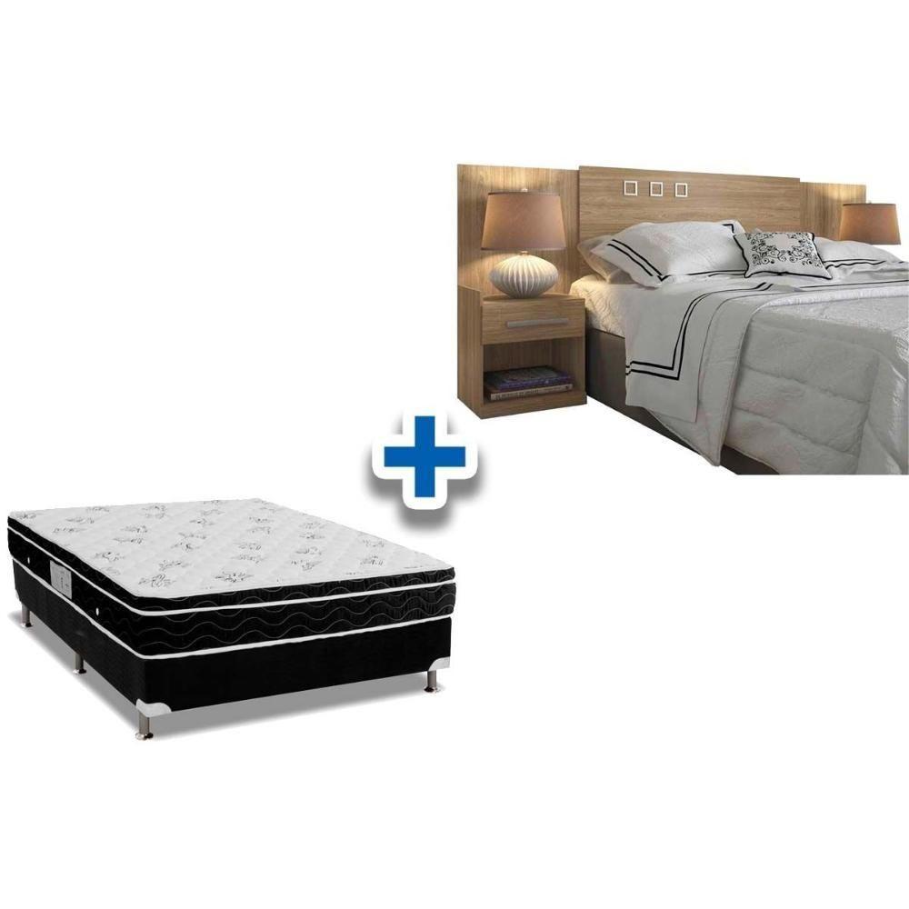Cama Box Casal CRC + Colchão Molas Physical Ortobom + Cabeceira Plus Atacama - 1