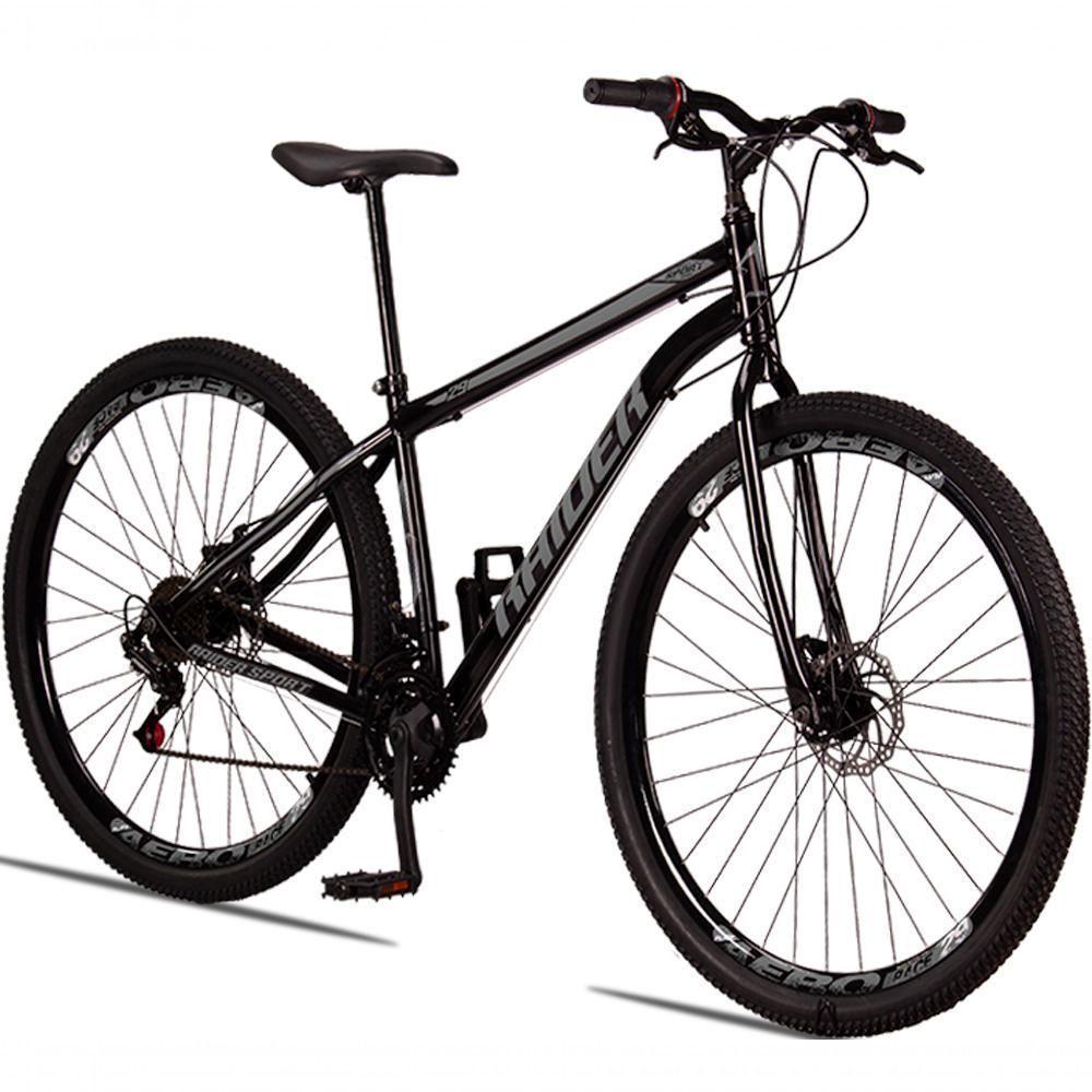 Bicicleta 29 Raider Sport Aço 21 Marchas Freio A Disco Preto+cinza - 1