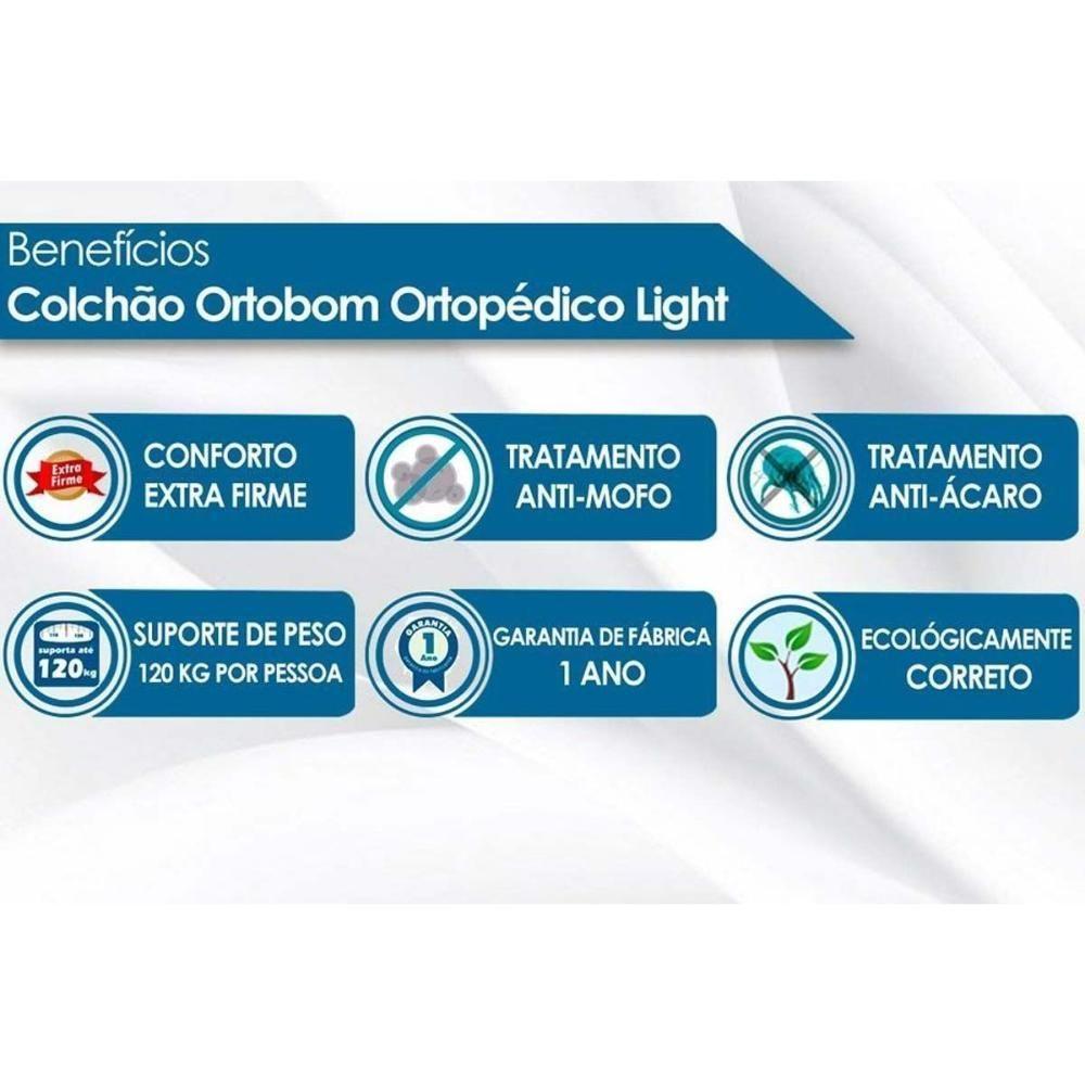 Cama Box Baú Queen: Colchão Ortopédico Ortobom Light + Base CRC Courano White(158x198) - 5