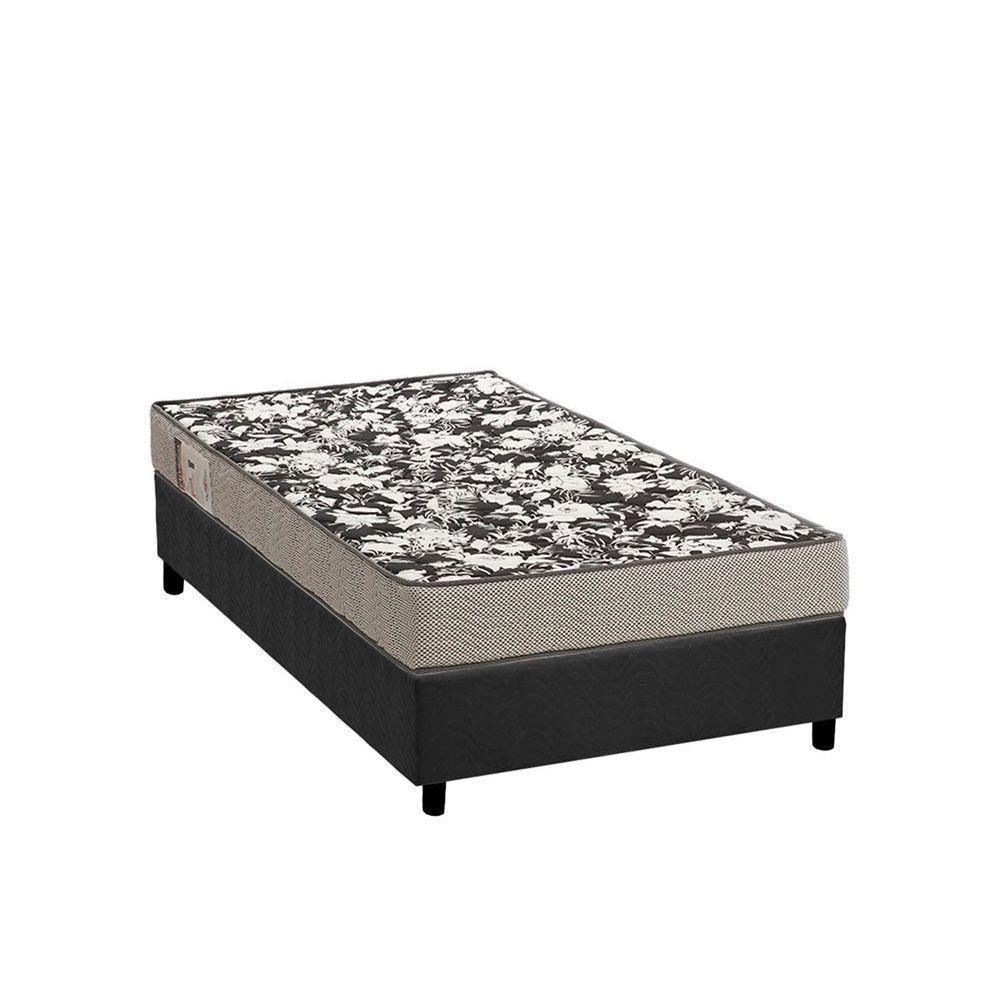 Cama Box Solteiro: Colchão Espuma Ortobom Physical Ultra Resistente + Base CRC Suede Gray(88x188) - 1