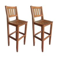 Kit Com 2 Banquetas Alta Confort Com Encosto Madeira Maciça Malbec - Cor: Marrom - 1