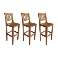Kit Com 3 Banquetas Alta Confort Com Encosto Madeira Maciça Malbec - Cor: Marrom - 1