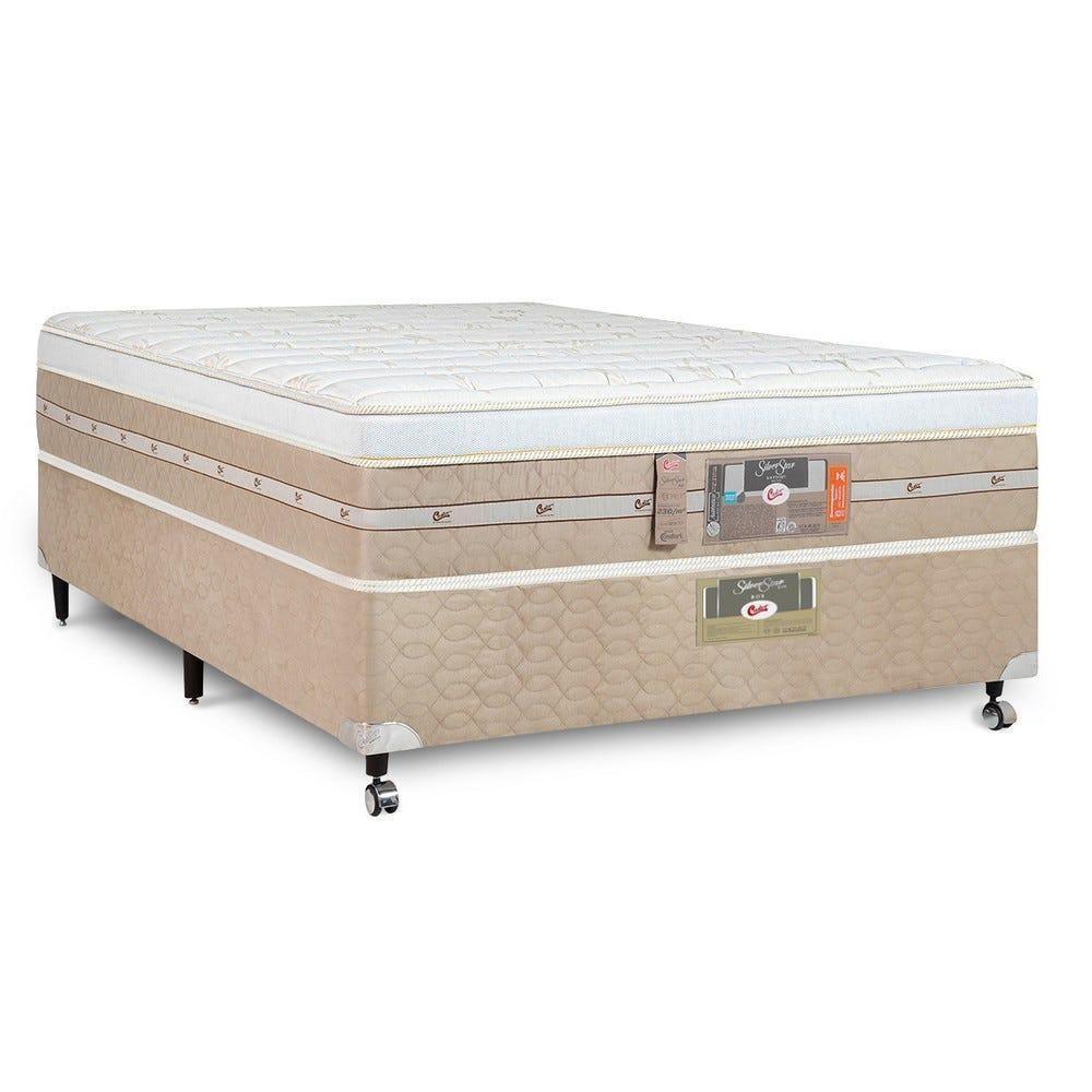 Cama Box + Colchão Castor Casal Silver Star Air One Face Pocket 138x188x59cm - 1