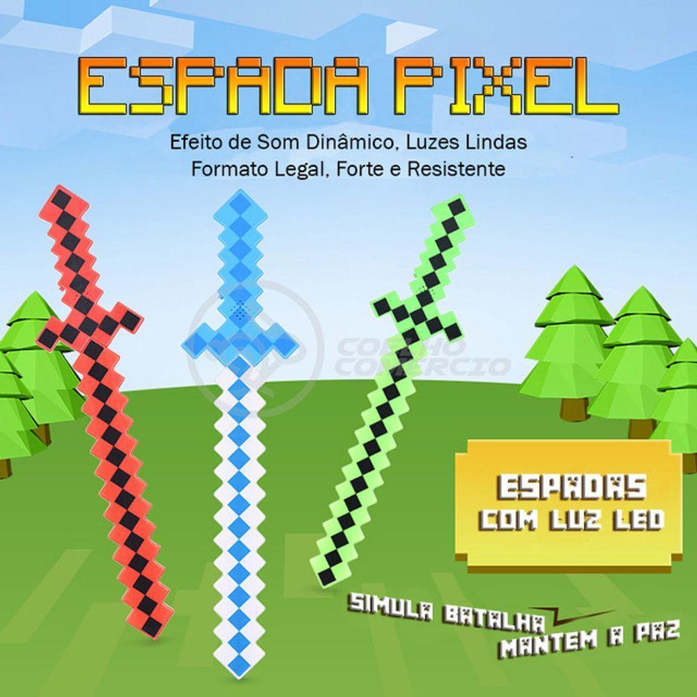 Kit Brinquedo Espada Pixel Minecraft 58cm C/Som Luz+3 Pilhas - 2