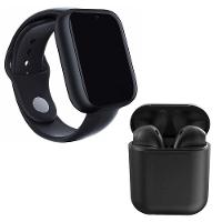 Kit 1 Smartwatch Preto + 1 Fone Bluetooth Inpods 12 Preto - 1