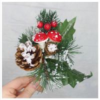 Kit 8 Ramos Cogumelo Decoração Natal Artificial Com Detalhes Branco 17cm - 1