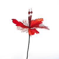 Kit 6 Flor Vermelha Decoração Natal Artificial Glitter 29cm - 2