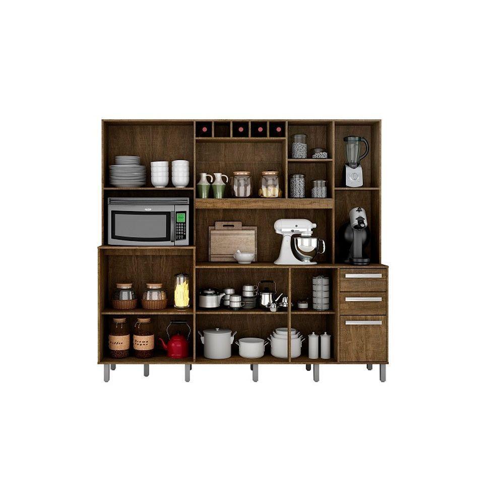 Armário De Cozinha 11 Portas E 02 Gavetas Cinamono/grafit - 2