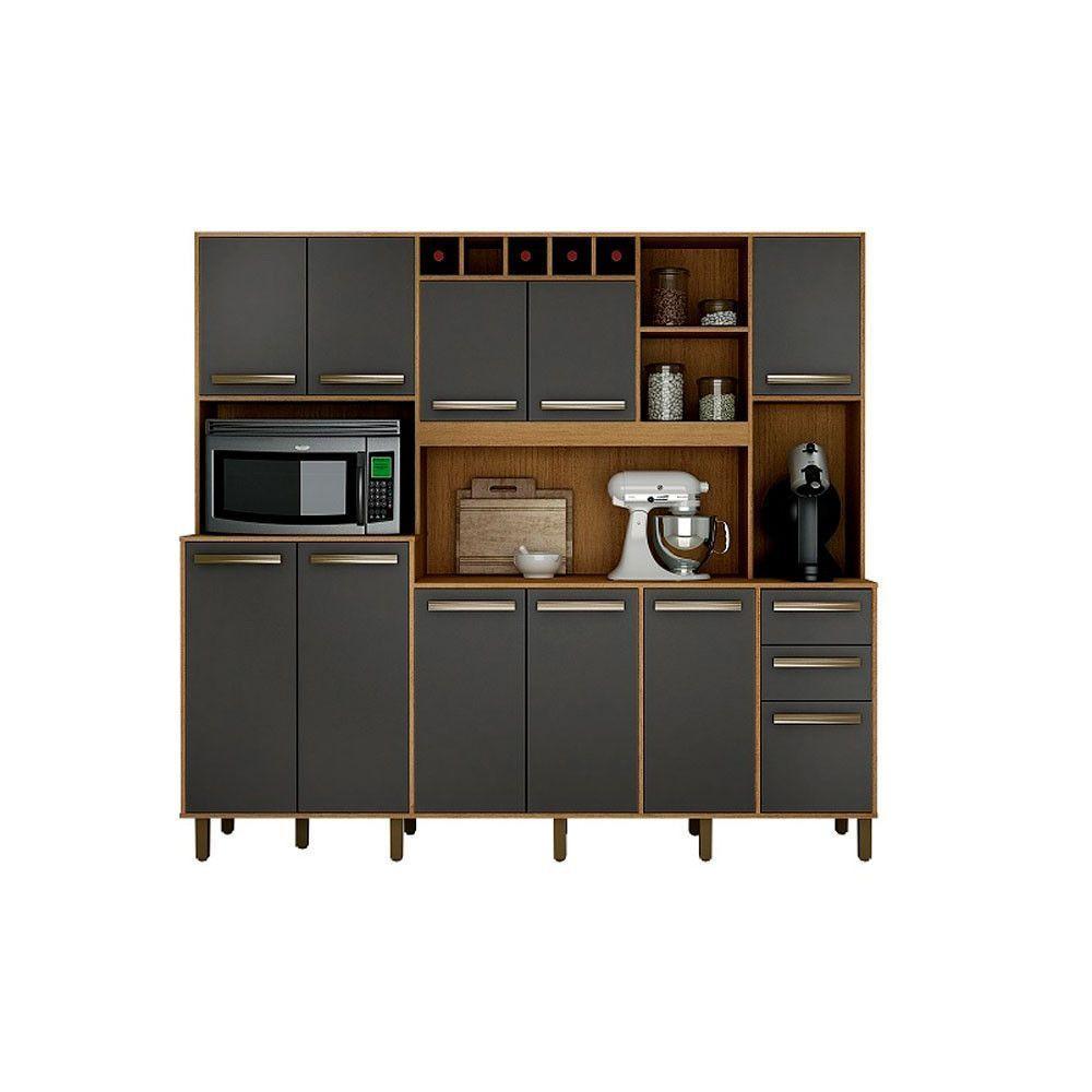 Armário De Cozinha 11 Portas E 02 Gavetas Cinamono/grafit - 3