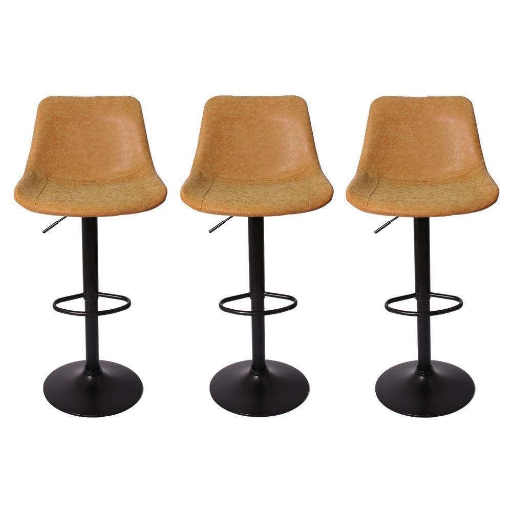 Kit 3 Banquetas Estofadas c/encosto p/Cozinha Gir.Caramelo - 1