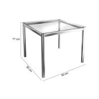 Conjunto: Mesa de Cozinha Reno c/ Tampo de Vidro 90cm + 4 Cadeiras Florença Cromada - Assento Preto - Kappesberg - 2