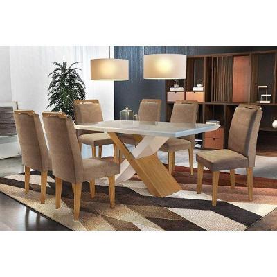 Sala de Jantar Completa 180Cm + 6 Cadeiras Imbuia Chocolate Capuccino