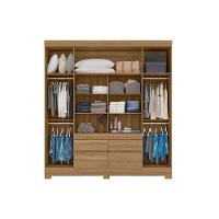 Guarda Roupa Casal 4 Portas e 4 Gavetas c/ Espelhos Bilbao Amêndola/Off White - Demóbile - 5