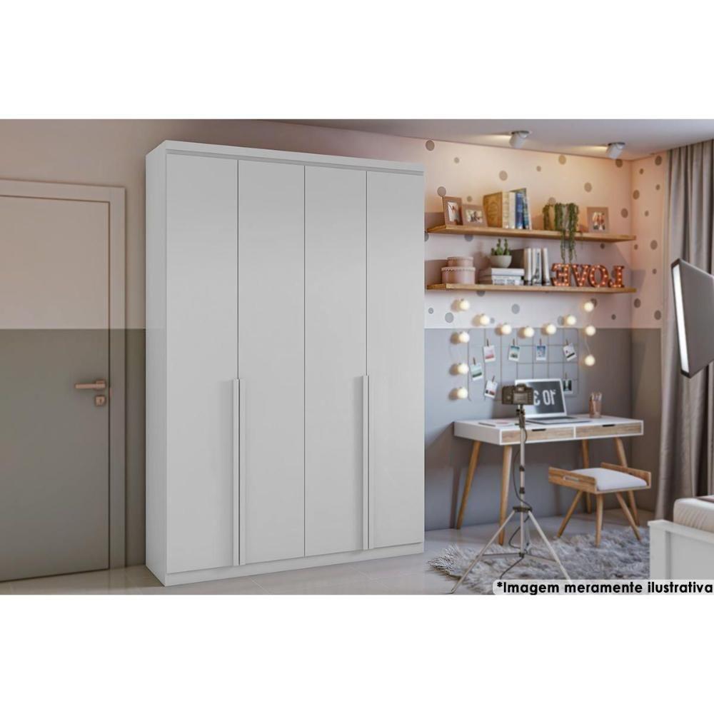 Guarda Roupa 4 Portas  e 2 Gavetas Alonzo Plus Branco - Lopas - 1
