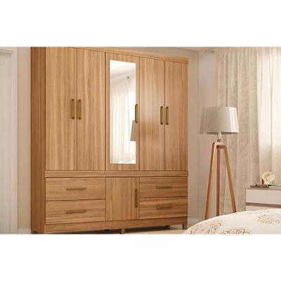 Guarda Roupa Casal Guarujá 6 Portas de Bater 4 Gavetas Cor Amêndola Touch Demóbile