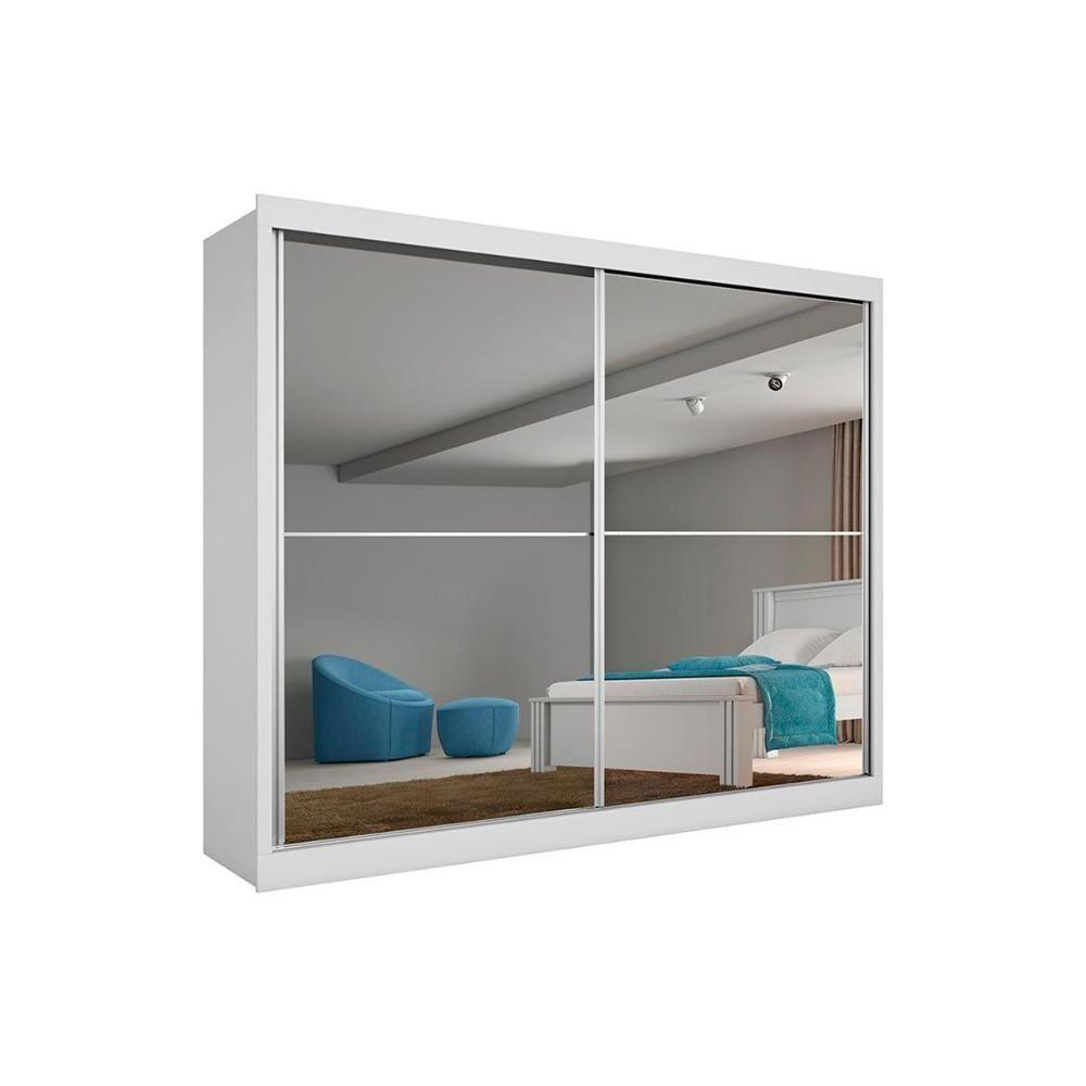 Guarda Roupa Casal 2 Portas de Correr e 4 Gavetas c/ Espelho Verona Plus Branco - Europa - 1
