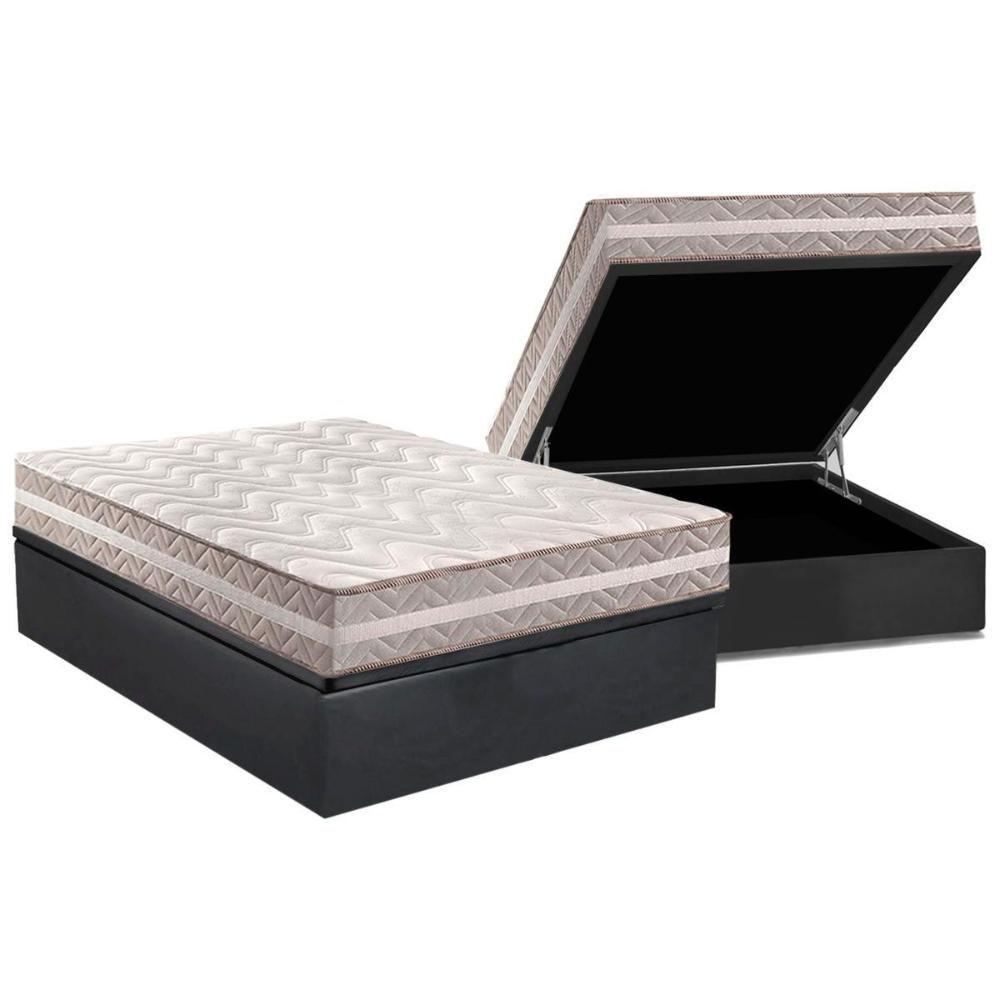 Cama Box Baú Casal: Colchão Anatômico Paropas D33 / AG65 Confort + Base CRC Suede Gray(138x188) - 1