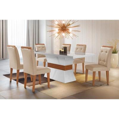 Kit Mesa C- Tampo Canto Reto 120cm + 4 Cadeiras Imbuia Creme